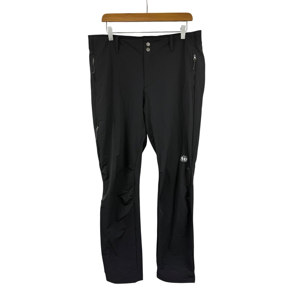 REI Co-op Women Black Hiking Pants Stretch Straight Leg Outdoor Trousers Large